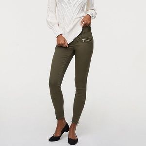 Loft Green Sateen Zipper Pocket Zip Ankle Pants